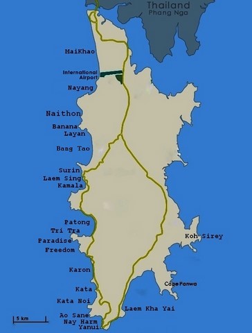 Plan des plages de Phuket